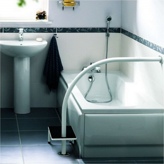 Relaxdays 1xPoignée ventouse, extensible, barre d'appui pour douche &  baignoire, 70 kg, pour personnes âgées, mur, blanc