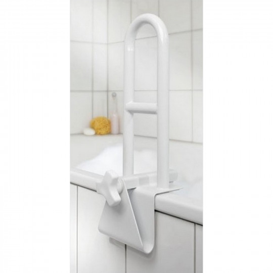 Relaxdays 1x Poignée ventouse, extensible, barre d'appui pour douche,  baignoire, 70 kg, pour personnes âgées, mur, blanc