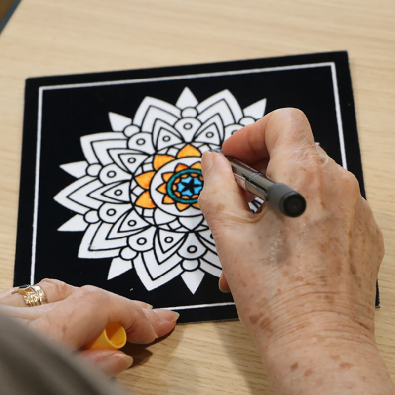 Enjoy Art – Lot de 4 cartes de coloriage en velours - Activités manuelles  pour enfants, adultes, Seniors, Personnes atteintes d’Alzheimer – Motif