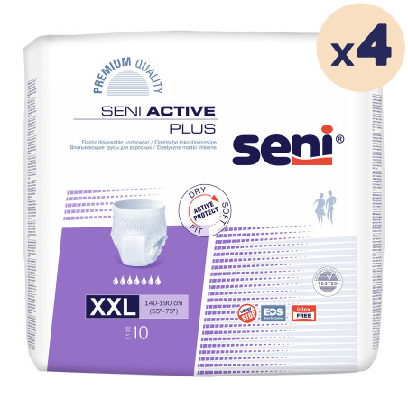 4 paquets - Pants SENI ACTIVE PLUS - NUIT - XXL - 40 unités