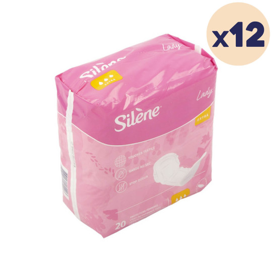 12 paquets - Protections féminines - Lady Confort Extra - Silène - 240 unités