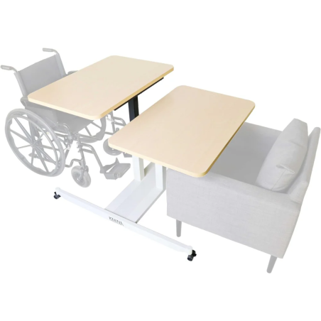Table duo à hauteur variable adaptée aux fauteuils roulants